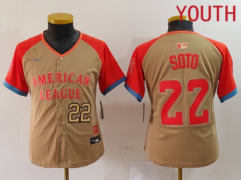 Youth New York Yankees #22 Soto Orange All star 2024 Nike MLB Jersey style 4